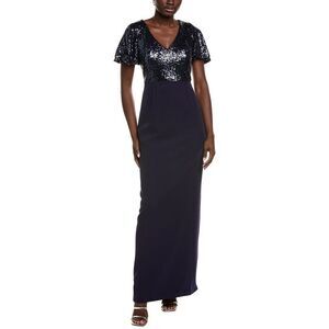 Rene Ruiz Womens  Sequin Column Gown, Blue